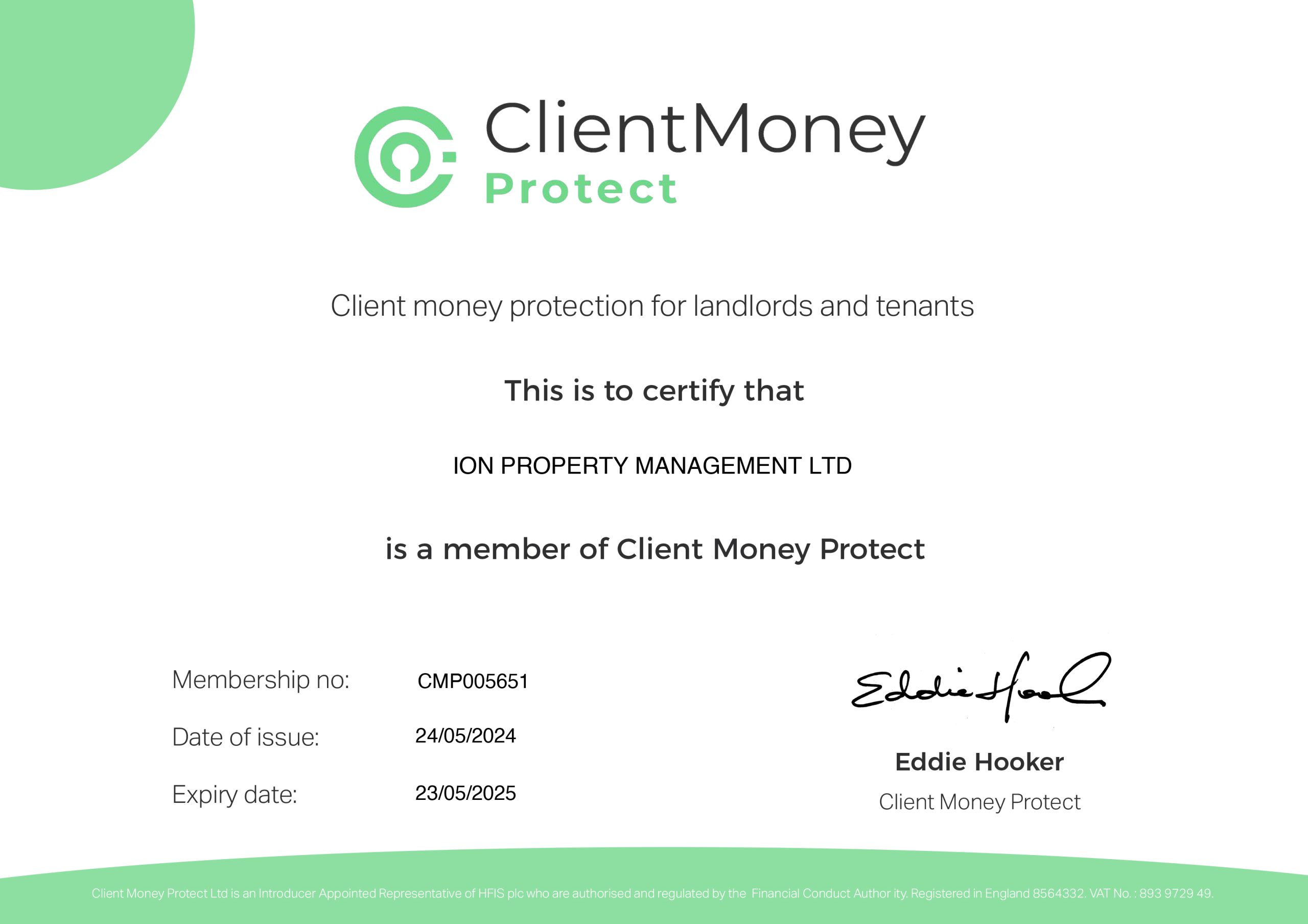 client money protect certificate 2024